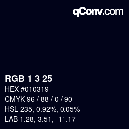 颜色代码: RGB 1 3 25 | qconv.com