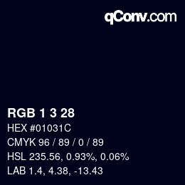 カラーコード: RGB 1 3 28 | qconv.com