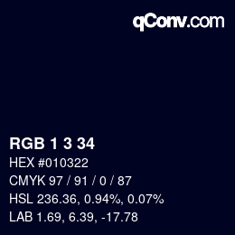 カラーコード: RGB 1 3 34 | qconv.com