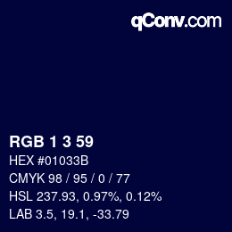 Color code: RGB 1 3 59 | qconv.com