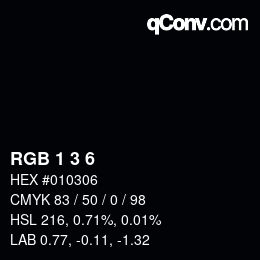 カラーコード: RGB 1 3 6 | qconv.com