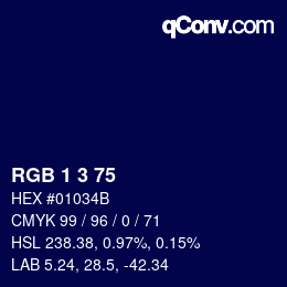 Color code: RGB 1 3 75 | qconv.com