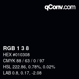Código de color: RGB 1 3 8 | qconv.com