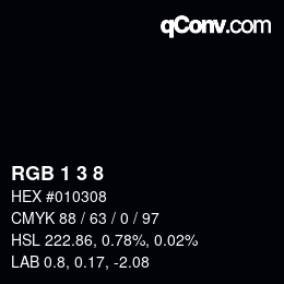 カラーコード: RGB 1 3 8 | qconv.com