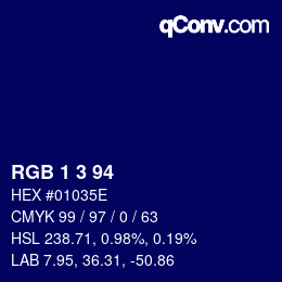 Farbcode: RGB 1 3 94 | qconv.com