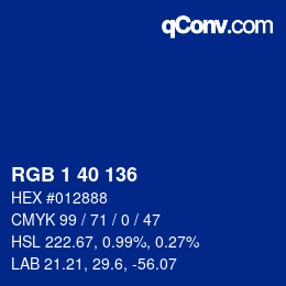 Color code: RGB 1 40 136 | qconv.com