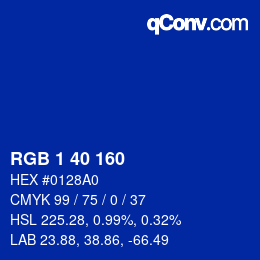Color code: RGB 1 40 160 | qconv.com