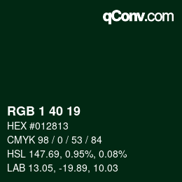 Color code: RGB 1 40 19 | qconv.com