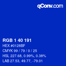 Color code: RGB 1 40 191 | qconv.com