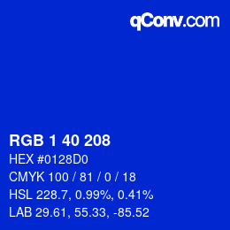 カラーコード: RGB 1 40 208 | qconv.com