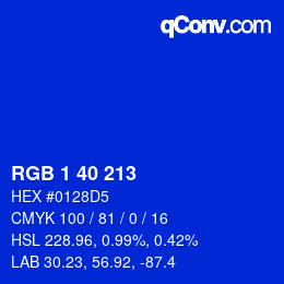 カラーコード: RGB 1 40 213 | qconv.com