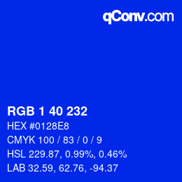 Color code: RGB 1 40 232 | qconv.com