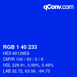 Color code: RGB 1 40 233 | qconv.com