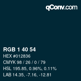 Color code: RGB 1 40 54 | qconv.com