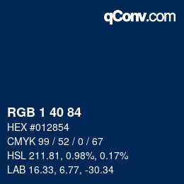 カラーコード: RGB 1 40 84 | qconv.com