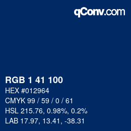 Color code: RGB 1 41 100 | qconv.com