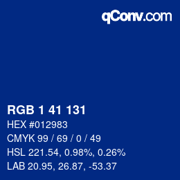 Color code: RGB 1 41 131 | qconv.com