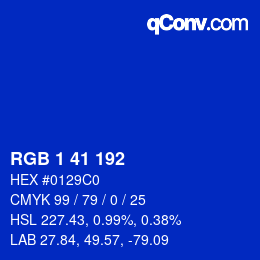 Color code: RGB 1 41 192 | qconv.com