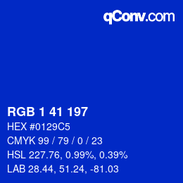 Color code: RGB 1 41 197 | qconv.com