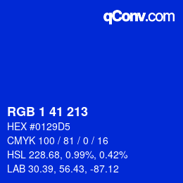 Color code: RGB 1 41 213 | qconv.com
