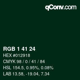 Color code: RGB 1 41 24 | qconv.com