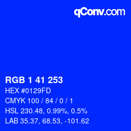 Color code: RGB 1 41 253 | qconv.com