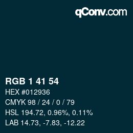 Color code: RGB 1 41 54 | qconv.com