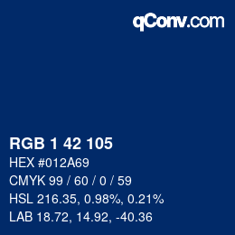 カラーコード: RGB 1 42 105 | qconv.com