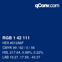 カラーコード: RGB 1 42 111 | qconv.com