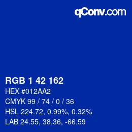 カラーコード: RGB 1 42 162 | qconv.com