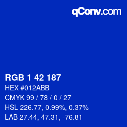 カラーコード: RGB 1 42 187 | qconv.com