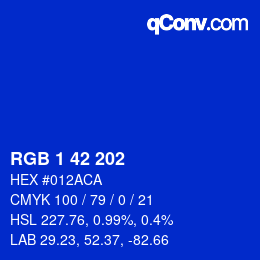 カラーコード: RGB 1 42 202 | qconv.com