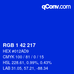 カラーコード: RGB 1 42 217 | qconv.com