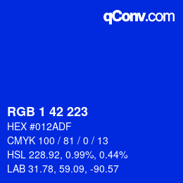 Color code: RGB 1 42 223 | qconv.com