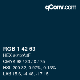 カラーコード: RGB 1 42 63 | qconv.com