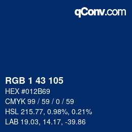 Color code: RGB 1 43 105 | qconv.com