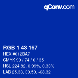Color code: RGB 1 43 167 | qconv.com