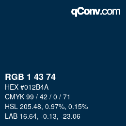 Color code: RGB 1 43 74 | qconv.com