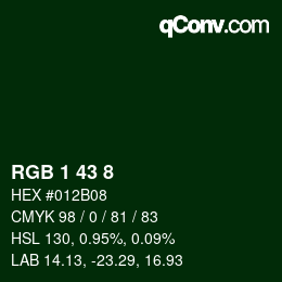 カラーコード: RGB 1 43 8 | qconv.com
