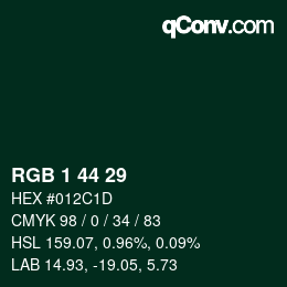 Color code: RGB 1 44 29 | qconv.com