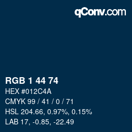 カラーコード: RGB 1 44 74 | qconv.com