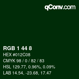 カラーコード: RGB 1 44 8 | qconv.com