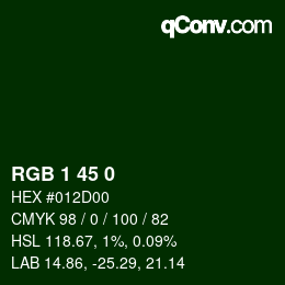カラーコード: RGB 1 45 0 | qconv.com