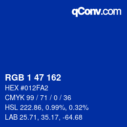 Color code: RGB 1 47 162 | qconv.com