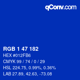 Color code: RGB 1 47 182 | qconv.com