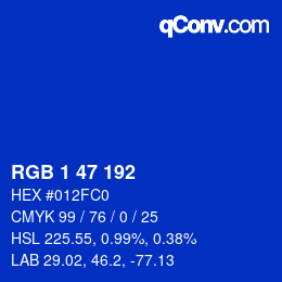 Color code: RGB 1 47 192 | qconv.com