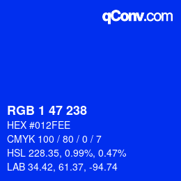Color code: RGB 1 47 238 | qconv.com