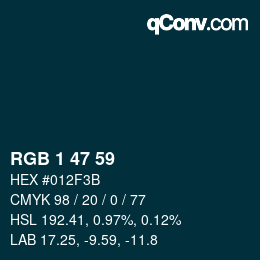 Color code: RGB 1 47 59 | qconv.com