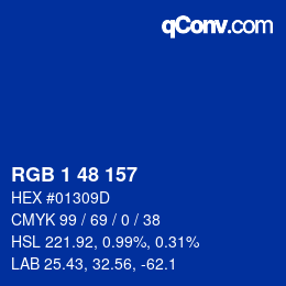 颜色代码: RGB 1 48 157 | qconv.com