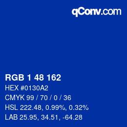 カラーコード: RGB 1 48 162 | qconv.com